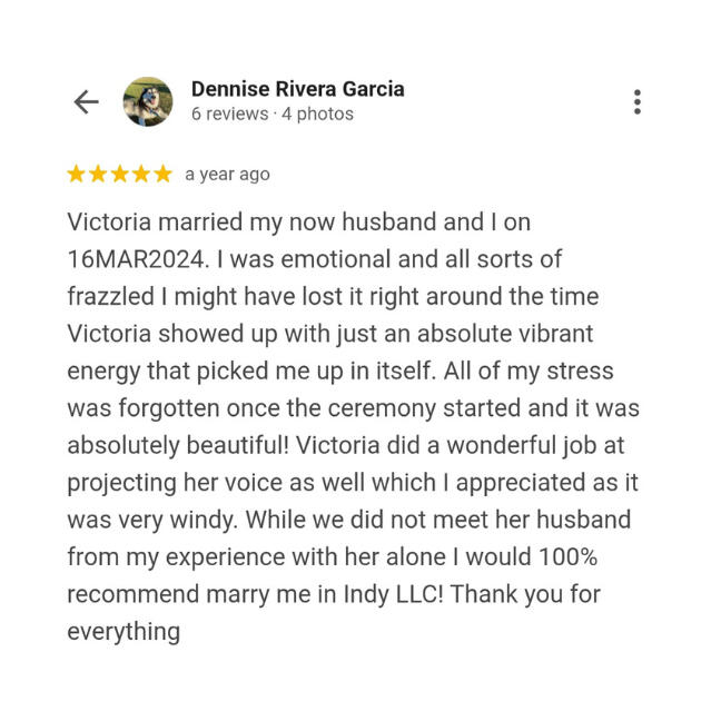 Victoria's Small Wedding Review Marry Me In Indy Reviews